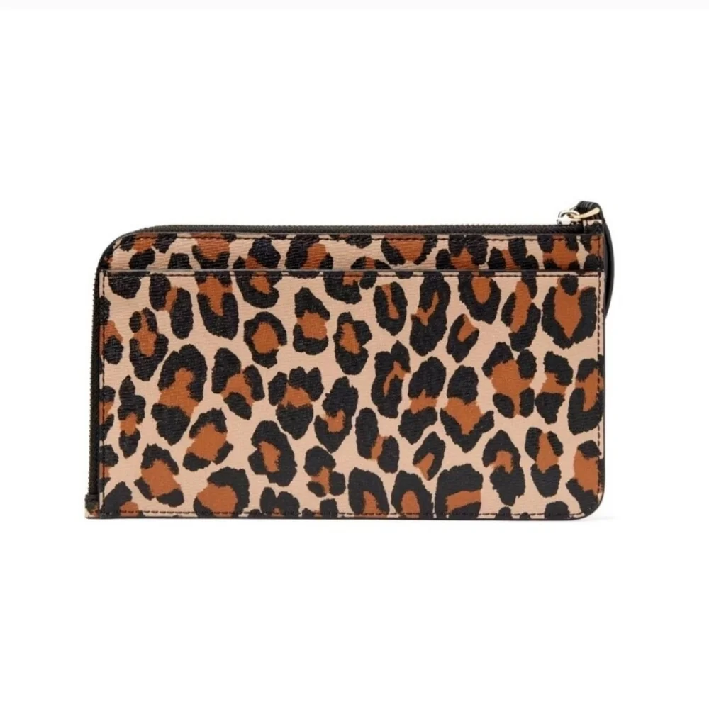🤎▪️Kate Spade▪️ Lucy Leopard small Zip Wristlet - cream Multi
